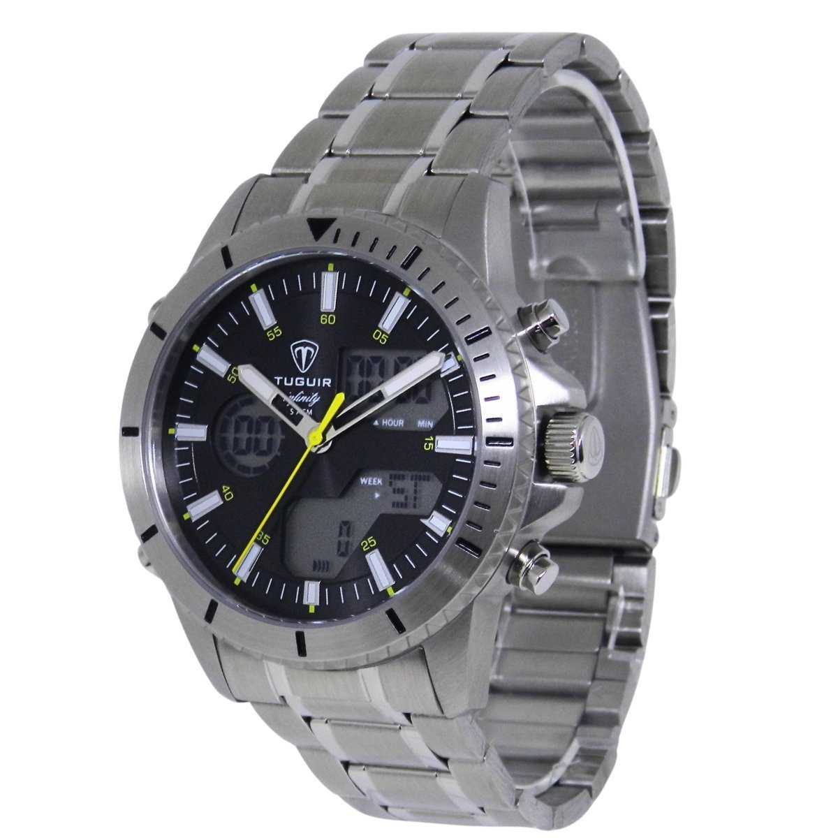Relógio Masculino de Aço Tuguir AnaDigi Infinity GCS-1269 Prata e Preto Prata 5