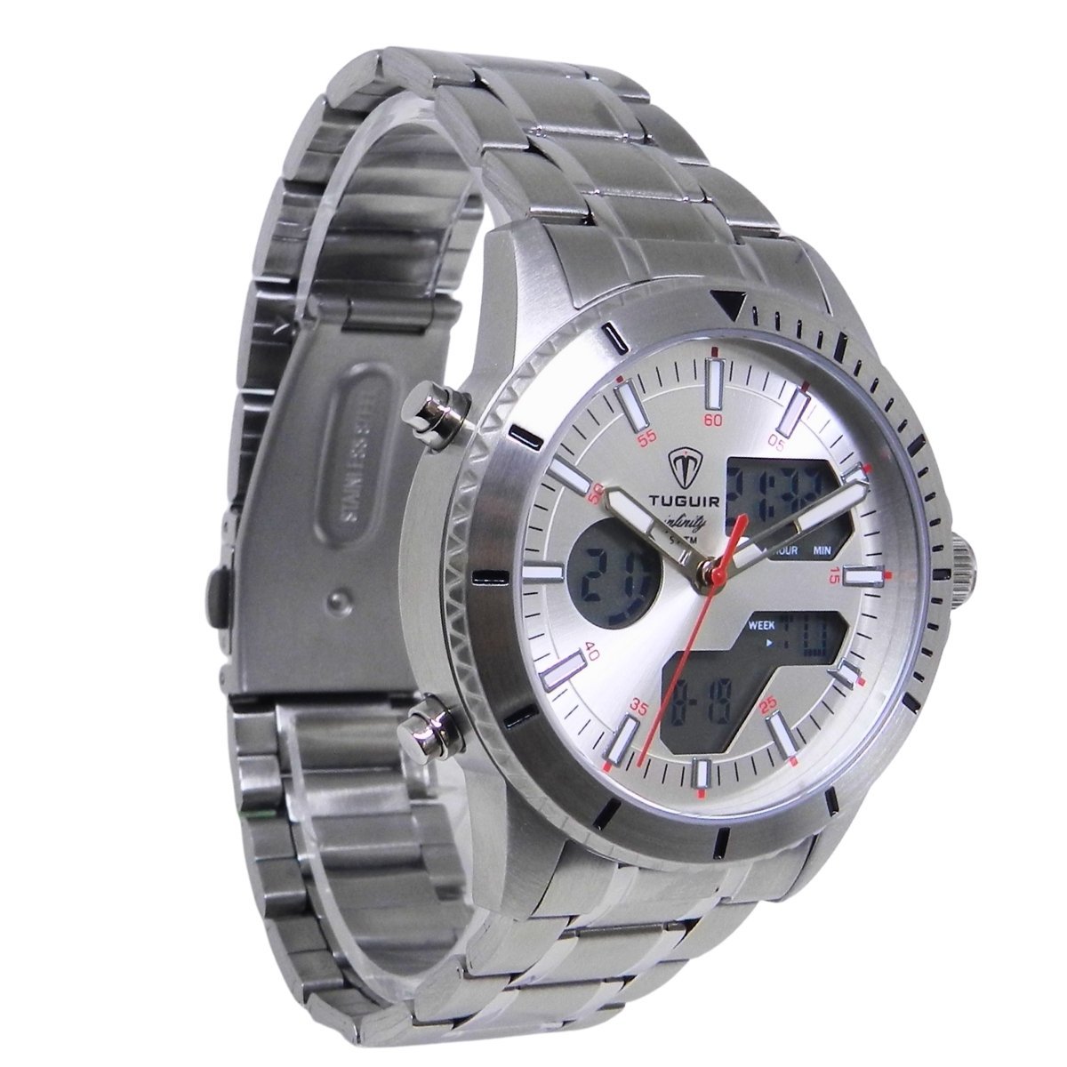 Relógio Masculino de Aço Tuguir AnaDigi Infinity GCS-1269 Prata Prata 4