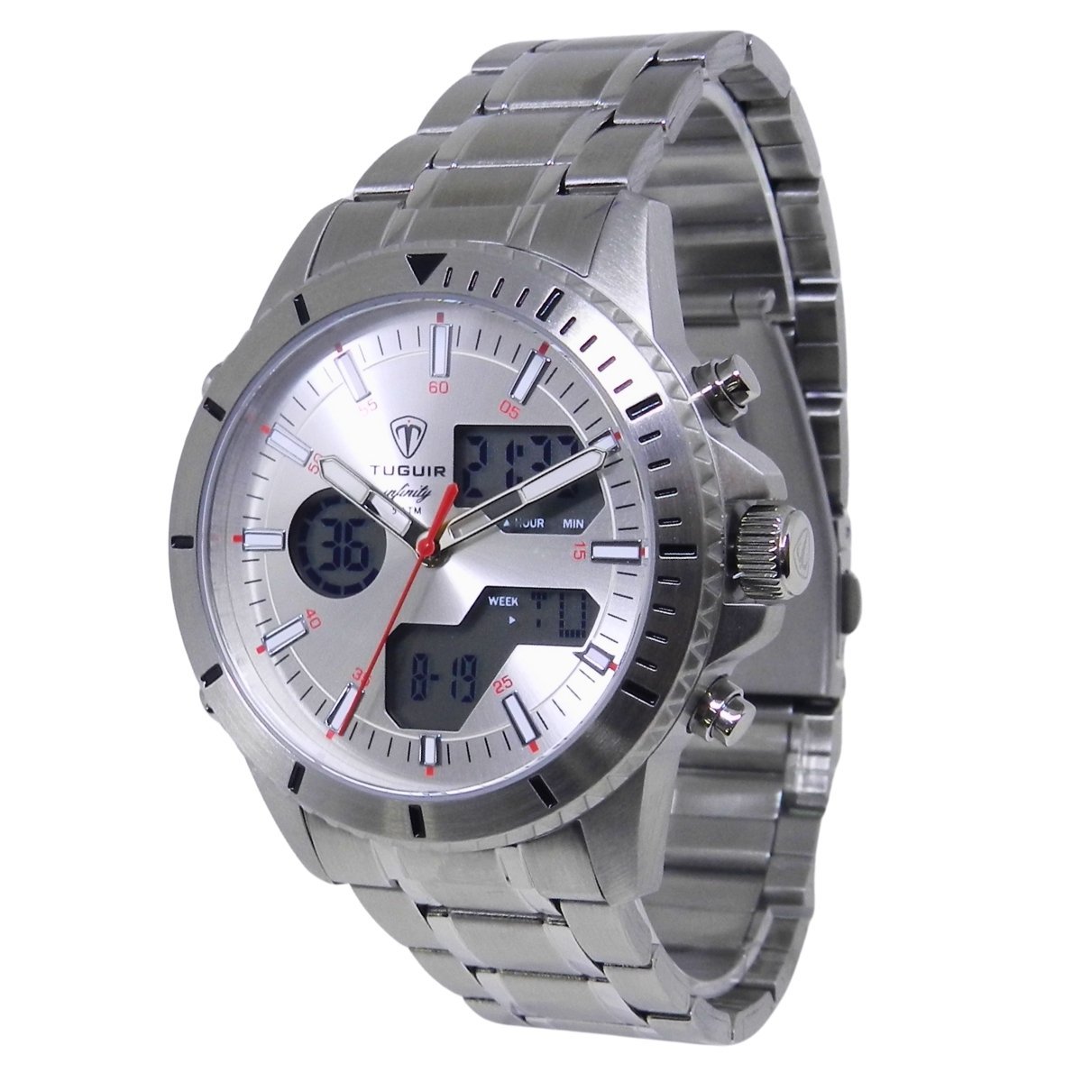 Relógio Masculino de Aço Tuguir AnaDigi Infinity GCS-1269 Prata Prata 5