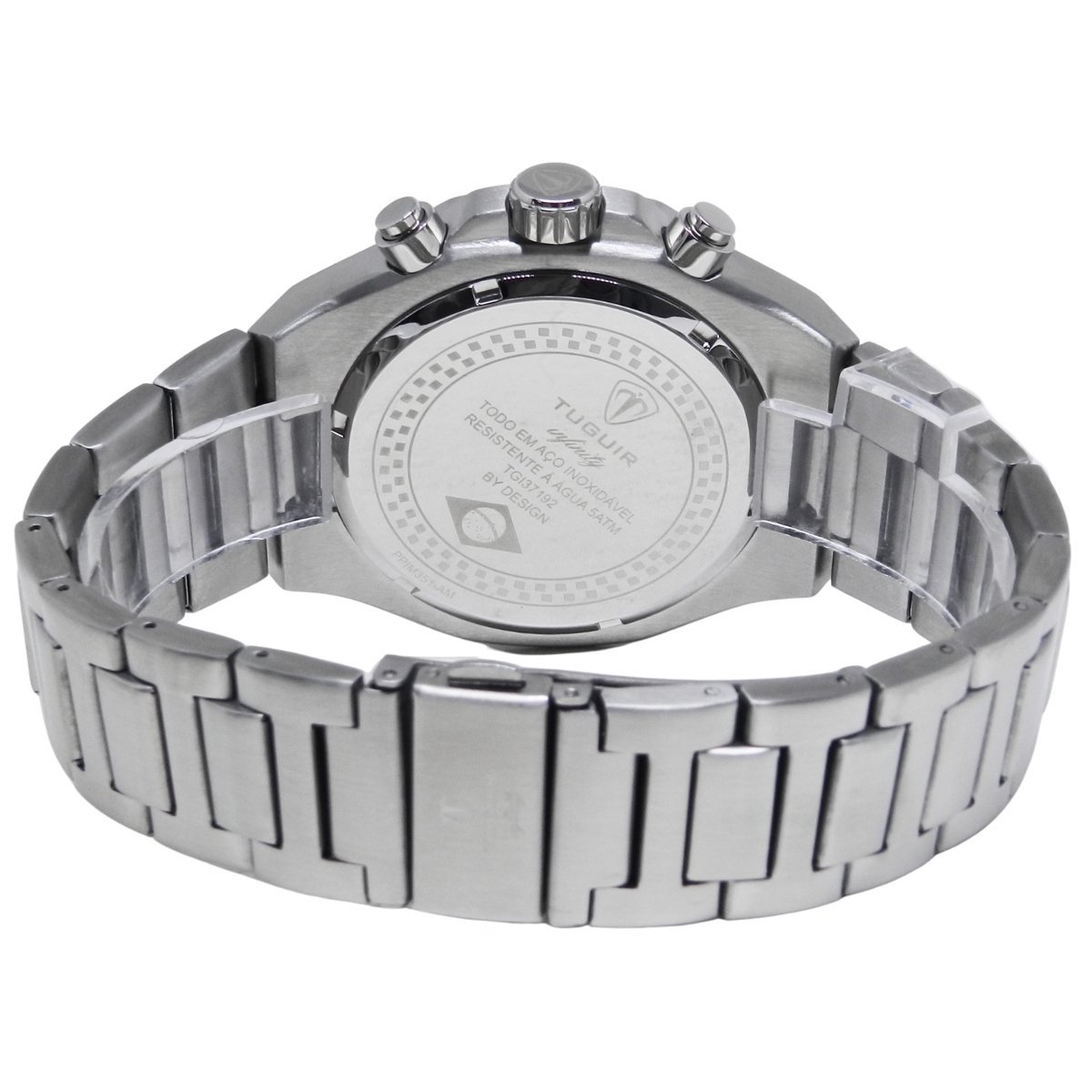 Relógio Cronógrafo Masculino de Aço Tuguir Analógico Infinity GCS-1271 Prata e Preto Prata 6