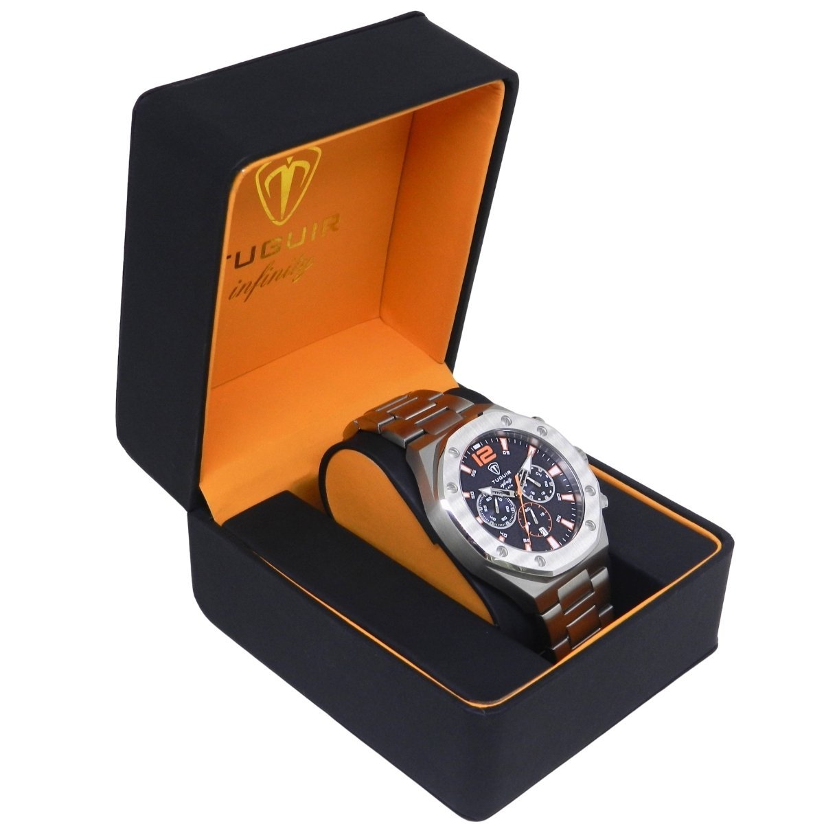 Relógio Cronógrafo Masculino de Aço Tuguir Analógico Infinity GCS-1271 Prata e Azul Prata 3