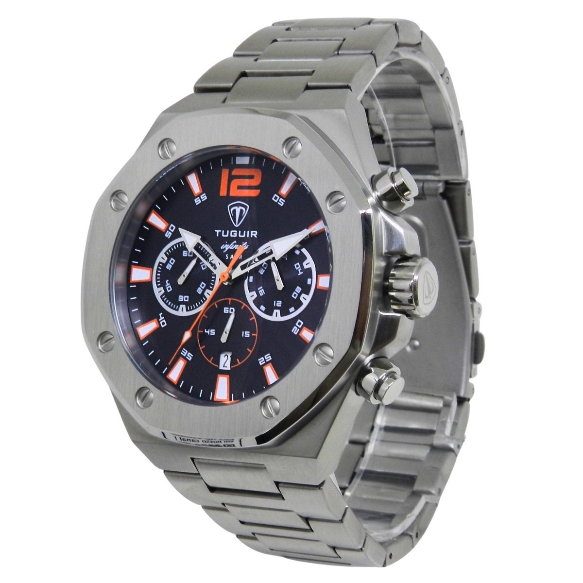 Relógio Cronógrafo Masculino de Aço Tuguir Analógico Infinity GCS-1271 Prata e Azul Prata 5