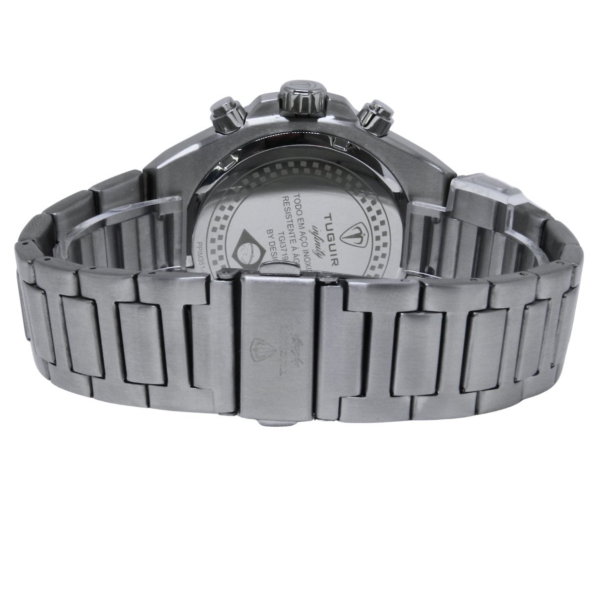 Relógio Cronógrafo Masculino de Aço Tuguir Analógico Infinity GCS-1271 Prata e Azul Prata 6