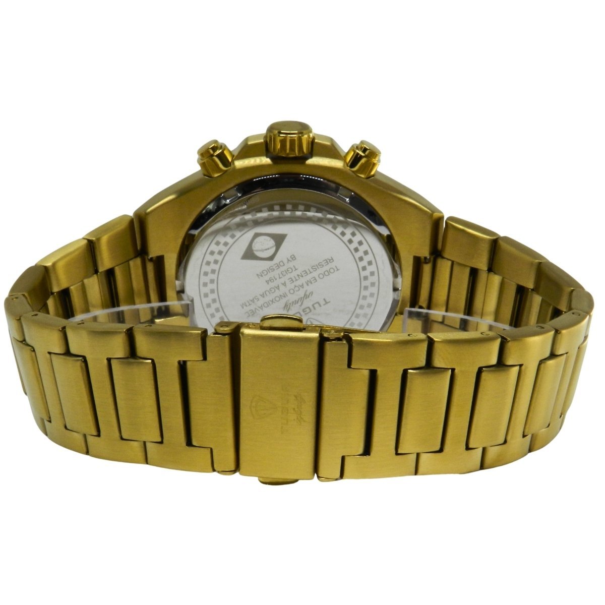 Relógio Cronógrafo Masculino de Aço Tuguir Analógico Infinity GCS-1271 Dourado e Branco Dourado 6