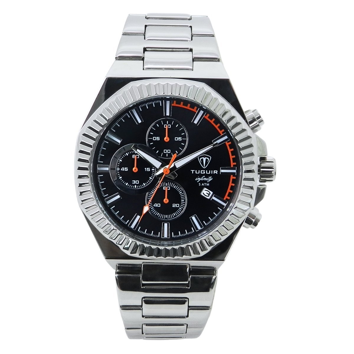 Relógio Cronógrafo Masculino de Aço Tuguir Analógico Infinity GCS-1272 Prata e Preto