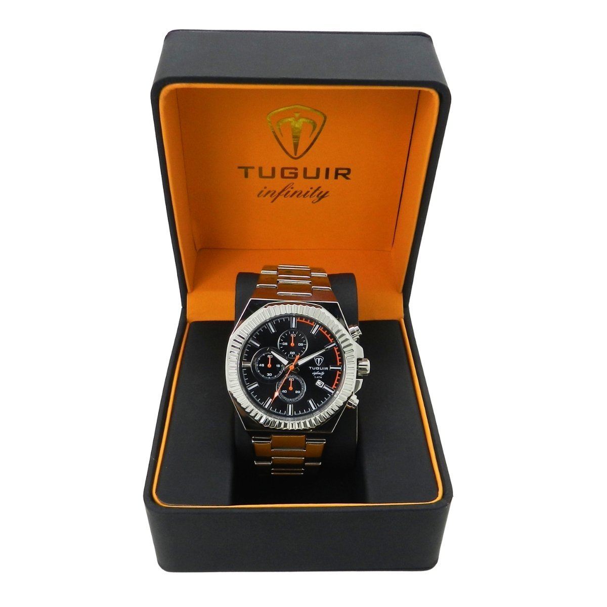 Relógio Cronógrafo Masculino de Aço Tuguir Analógico Infinity GCS-1272 Prata e Preto Prata 2