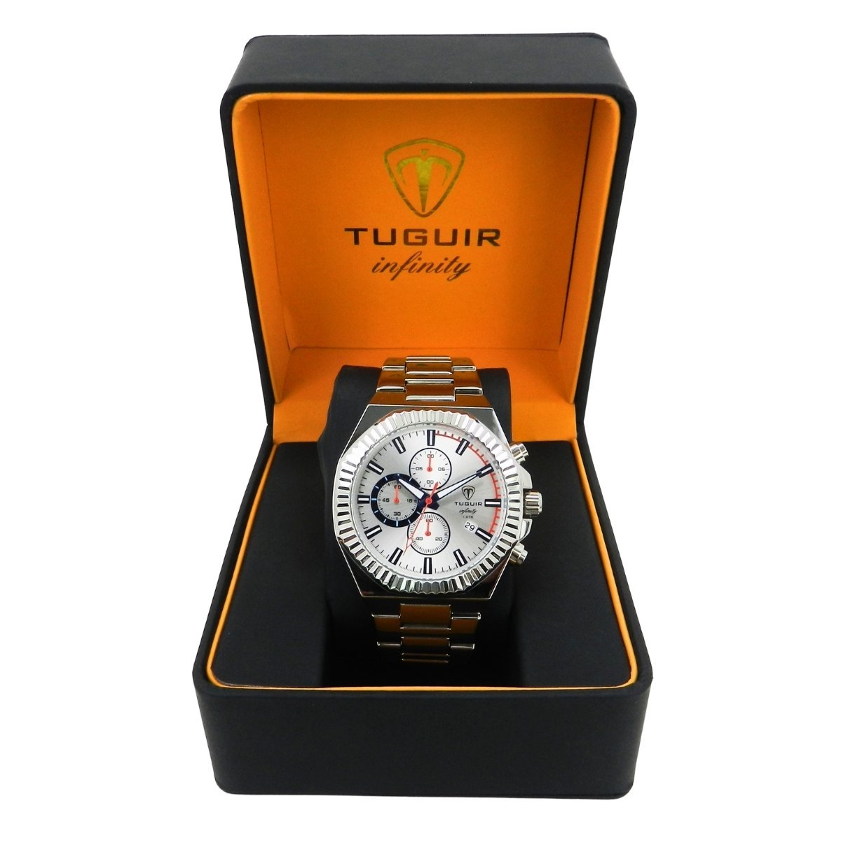 Relógio Cronógrafo Masculino de Aço Tuguir Analógico Infinity GCS-1272 Prata Prata 2