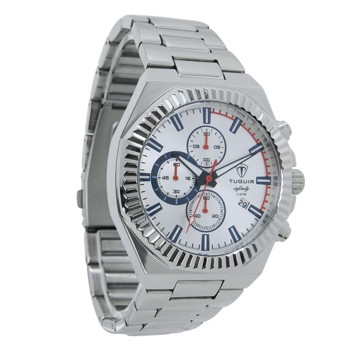 Relógio Cronógrafo Masculino de Aço Tuguir Analógico Infinity GCS-1272 Prata Prata 4