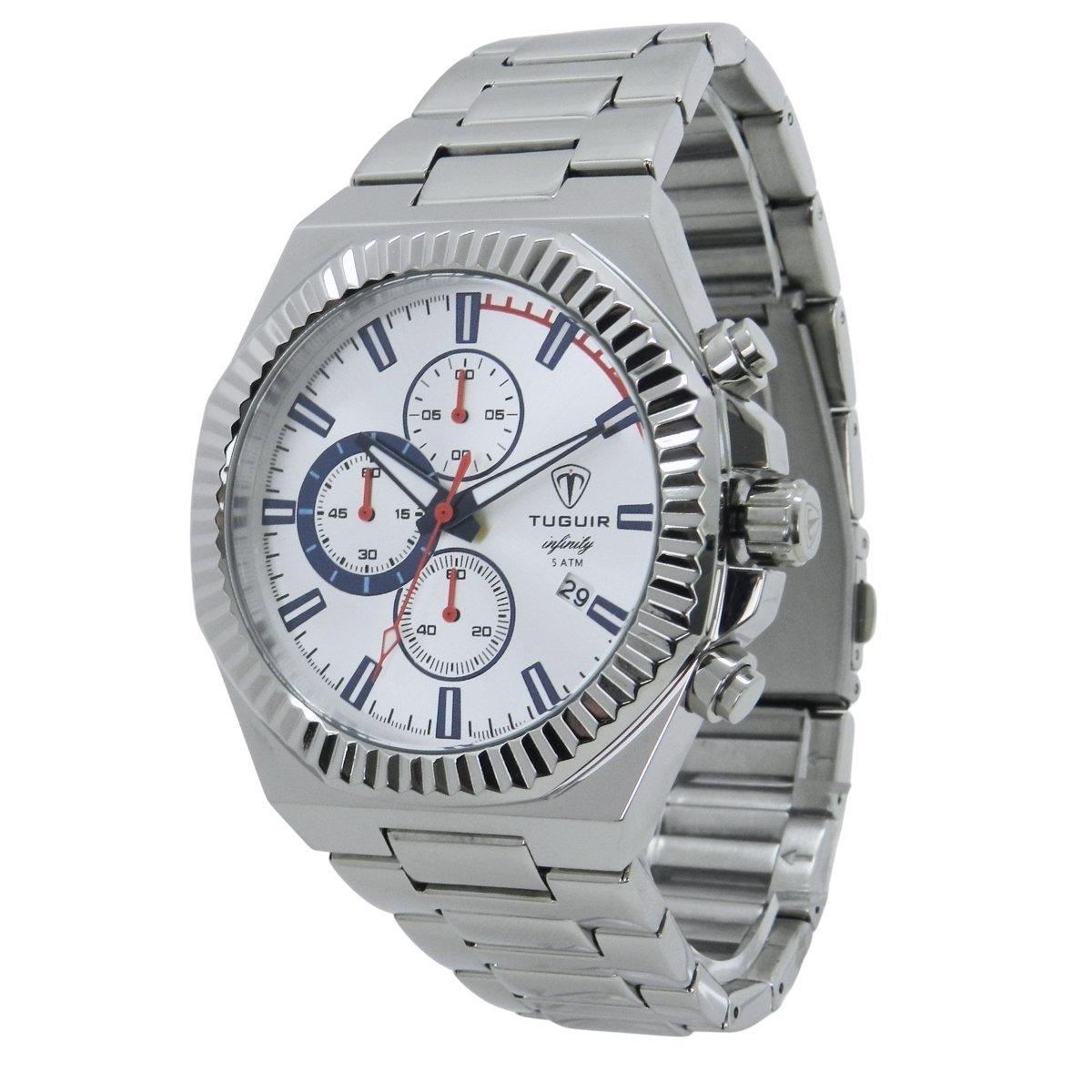 Relógio Cronógrafo Masculino de Aço Tuguir Analógico Infinity GCS-1272 Prata Prata 5