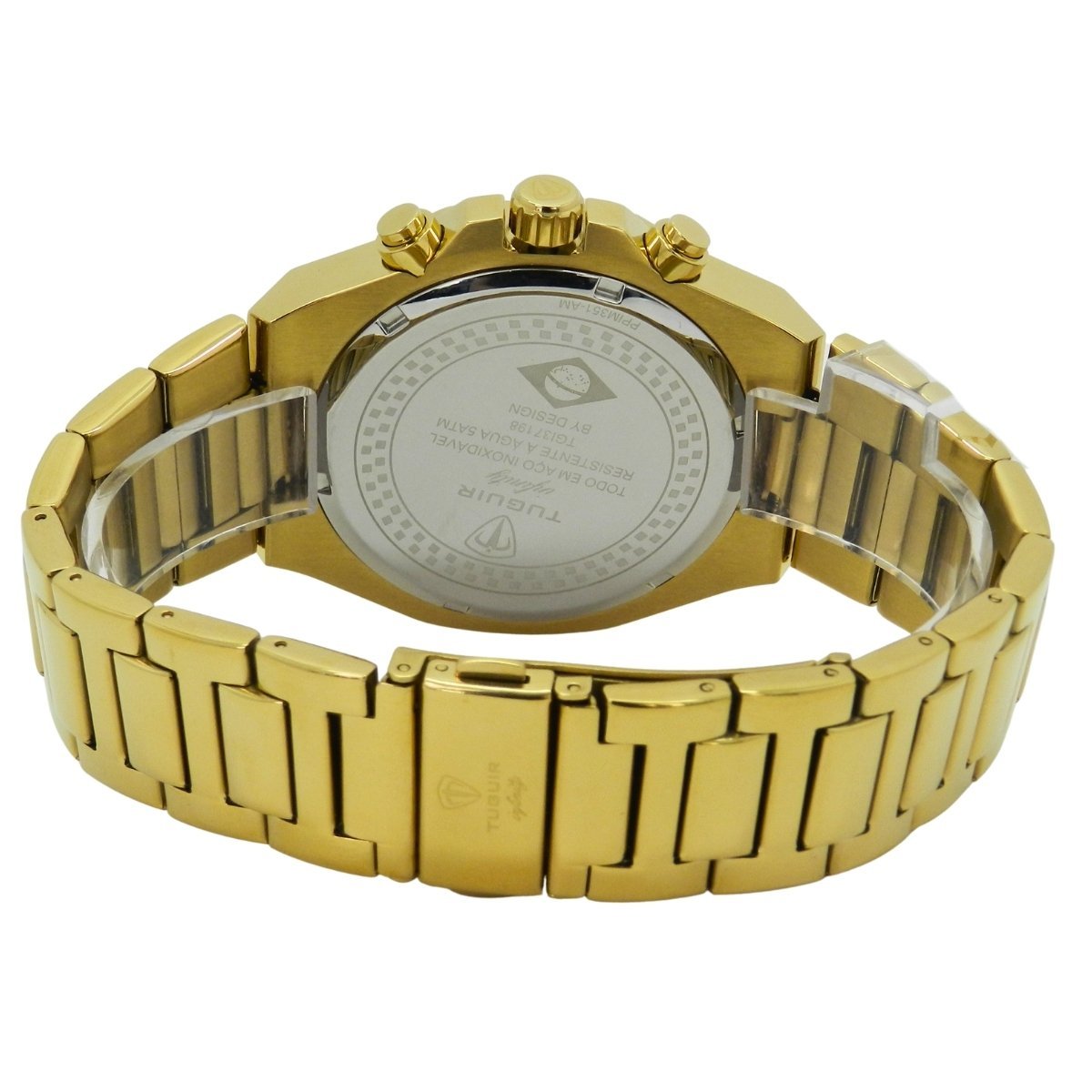 Relógio Cronógrafo Masculino de Aço Tuguir Analógico Infinity GCS-1272 Dourado e Prata Dourado 6