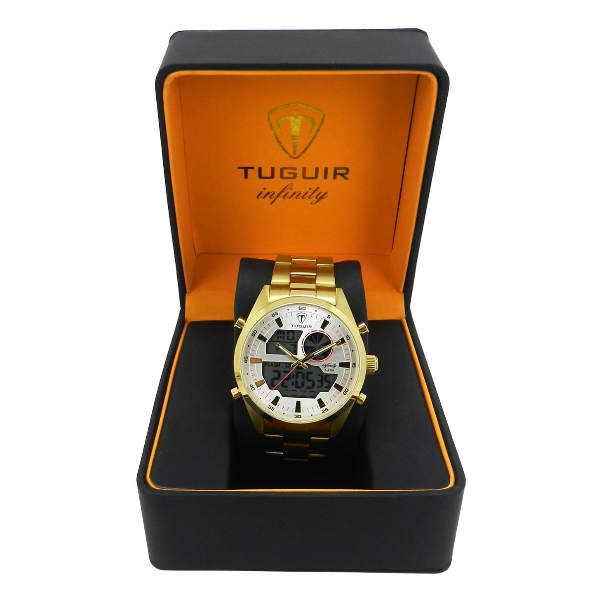 Relógio Masculino de Aço Tuguir AnaDigi Infinity GCS-1265 Dourado e Prata Dourado 2