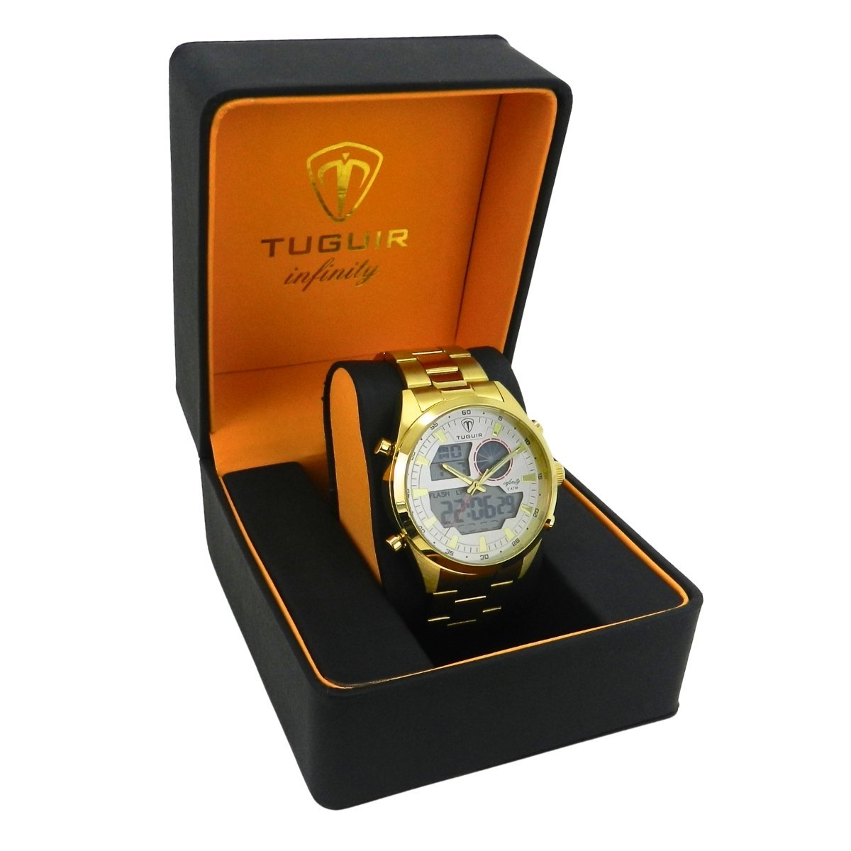 Relógio Masculino de Aço Tuguir AnaDigi Infinity GCS-1265 Dourado e Prata Dourado 3