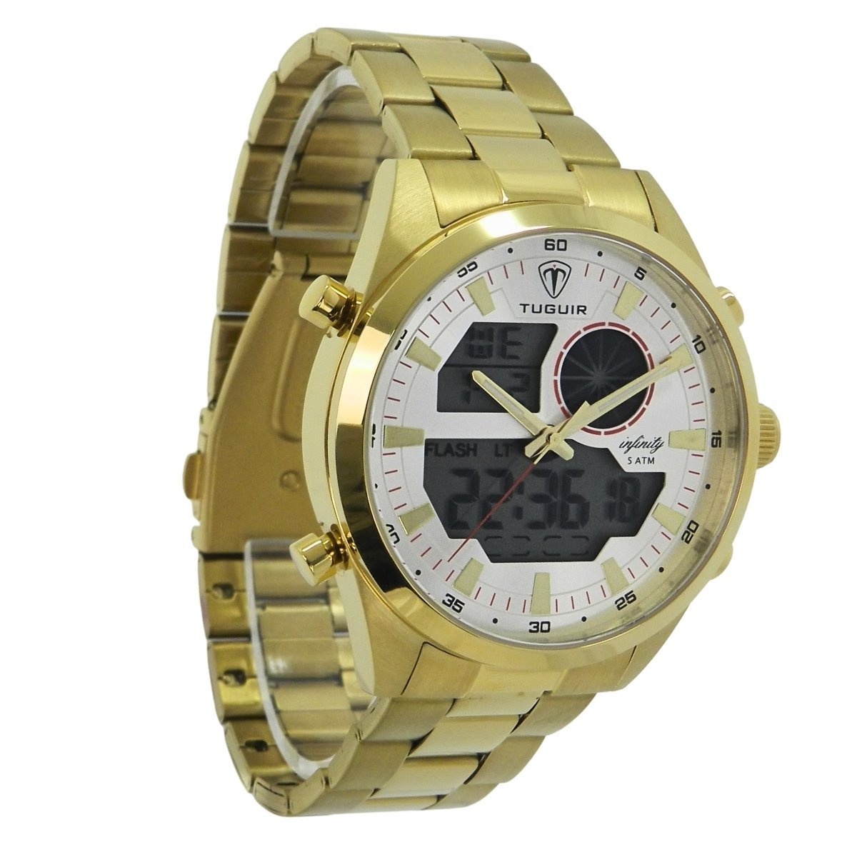 Relógio Masculino de Aço Tuguir AnaDigi Infinity GCS-1265 Dourado e Prata Dourado 4