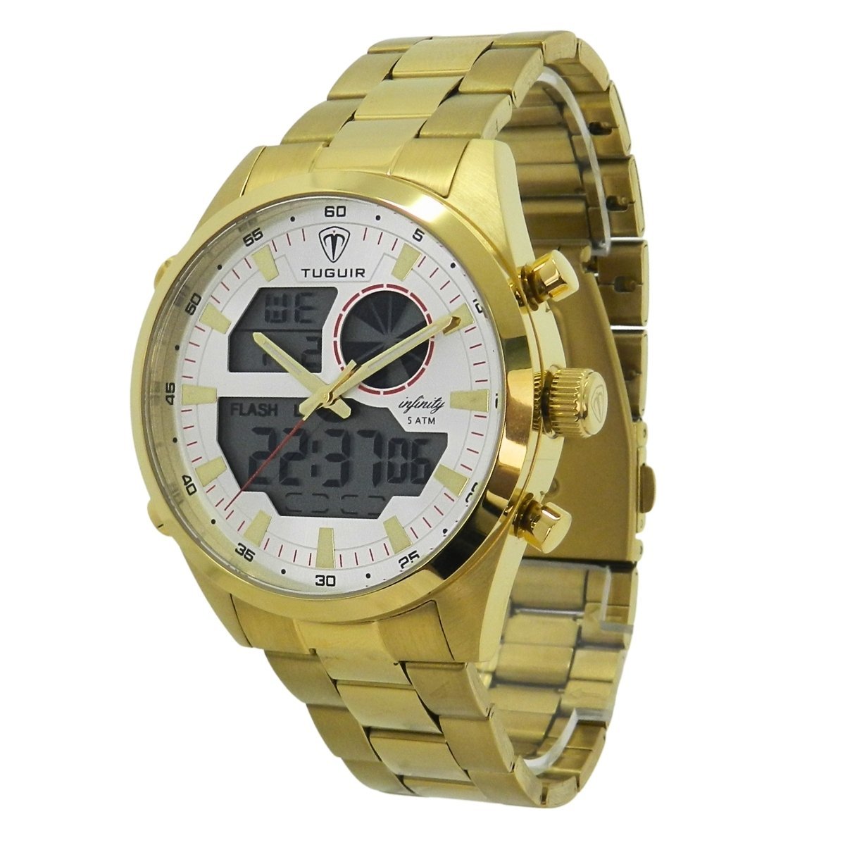 Relógio Masculino de Aço Tuguir AnaDigi Infinity GCS-1265 Dourado e Prata Dourado 5