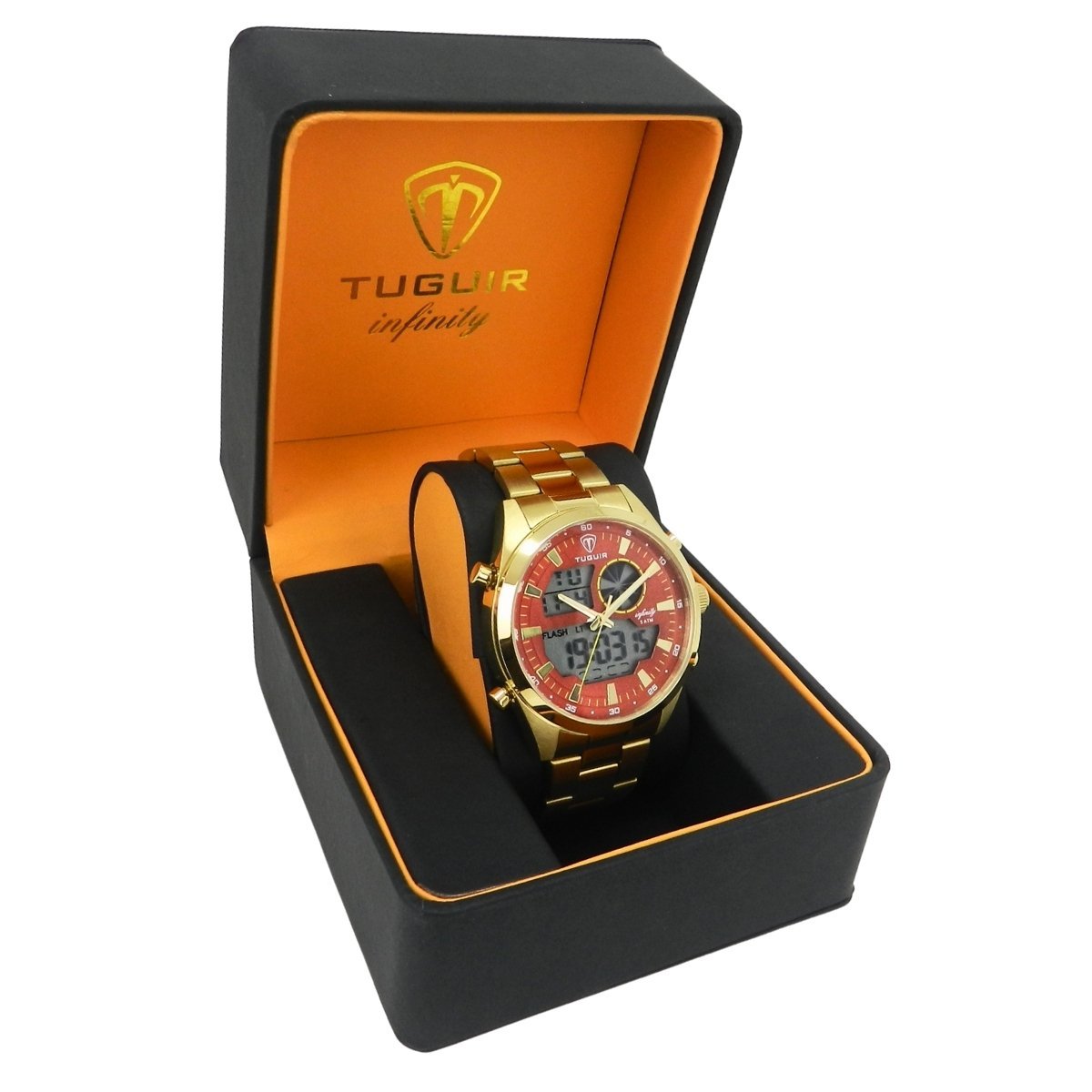 Relógio Masculino de Aço Tuguir AnaDigi Infinity GCS-1265 Dourado e Vermelho Dourado 3