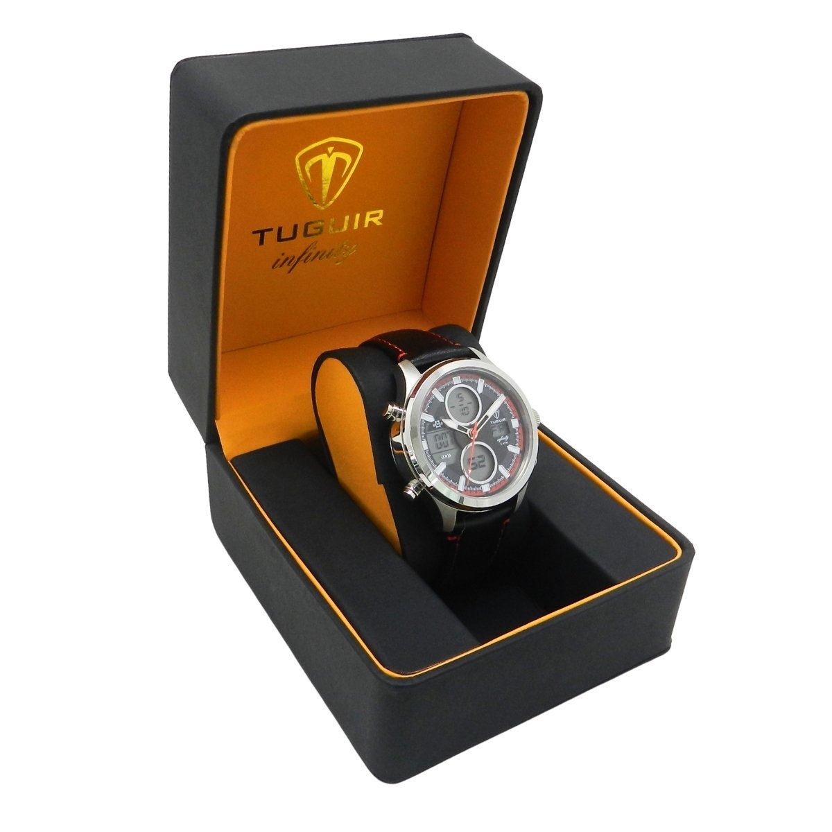 Relógio Masculino de Aço Tuguir AnaDigi Infinity GCS-1273 Prata e Preto e Vermelho Prata 3