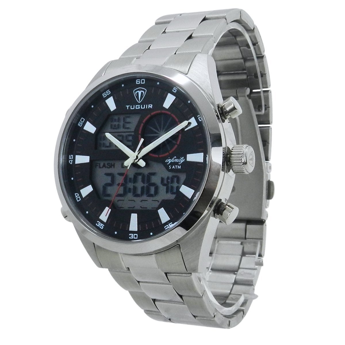 Relógio Masculino de Aço Tuguir AnaDigi Infinity GCS-1265 Prata e Preto Prata 5