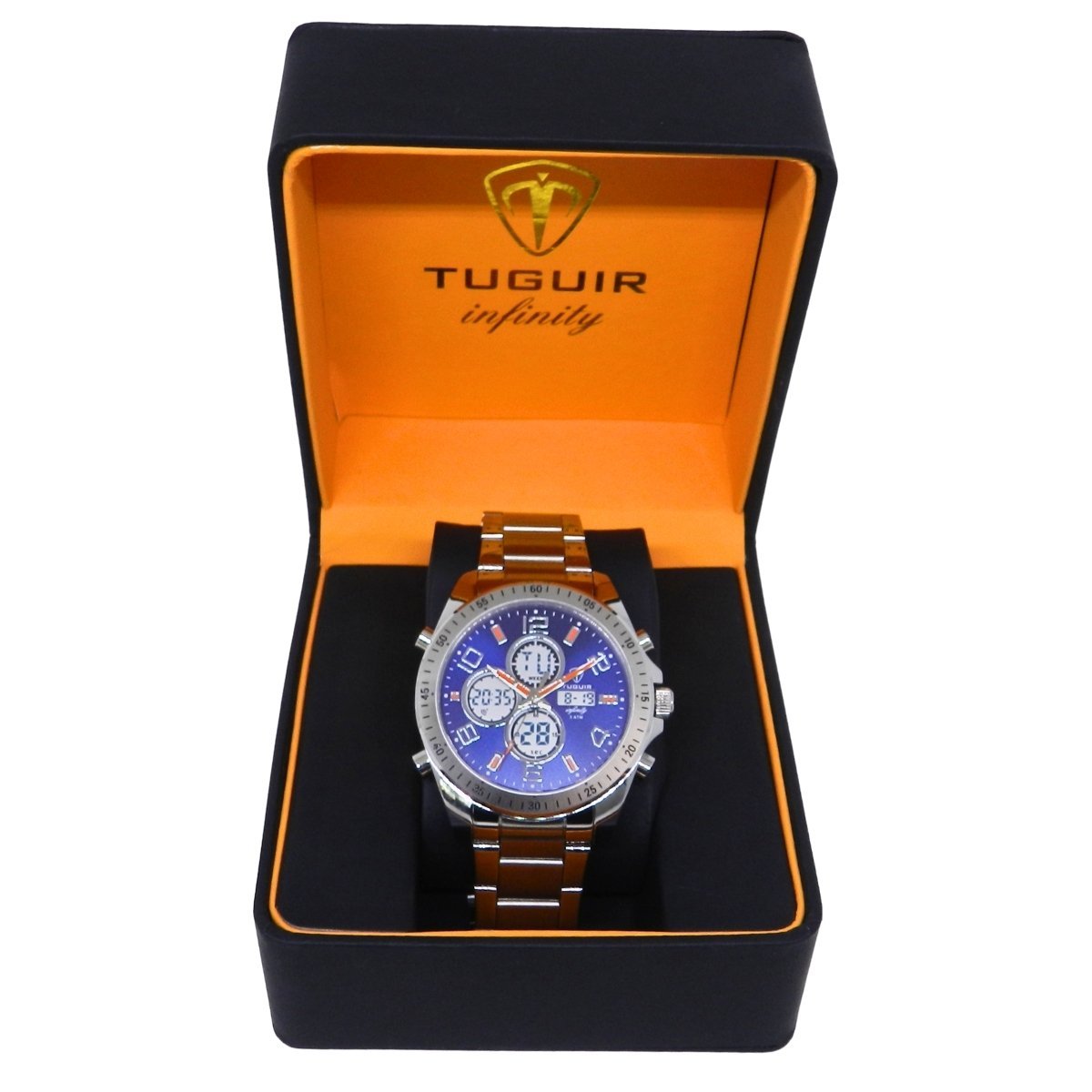 Relógio Masculino de Aço Tuguir AnaDigi Infinity GCS-1274 Prata e Azul Prata 2