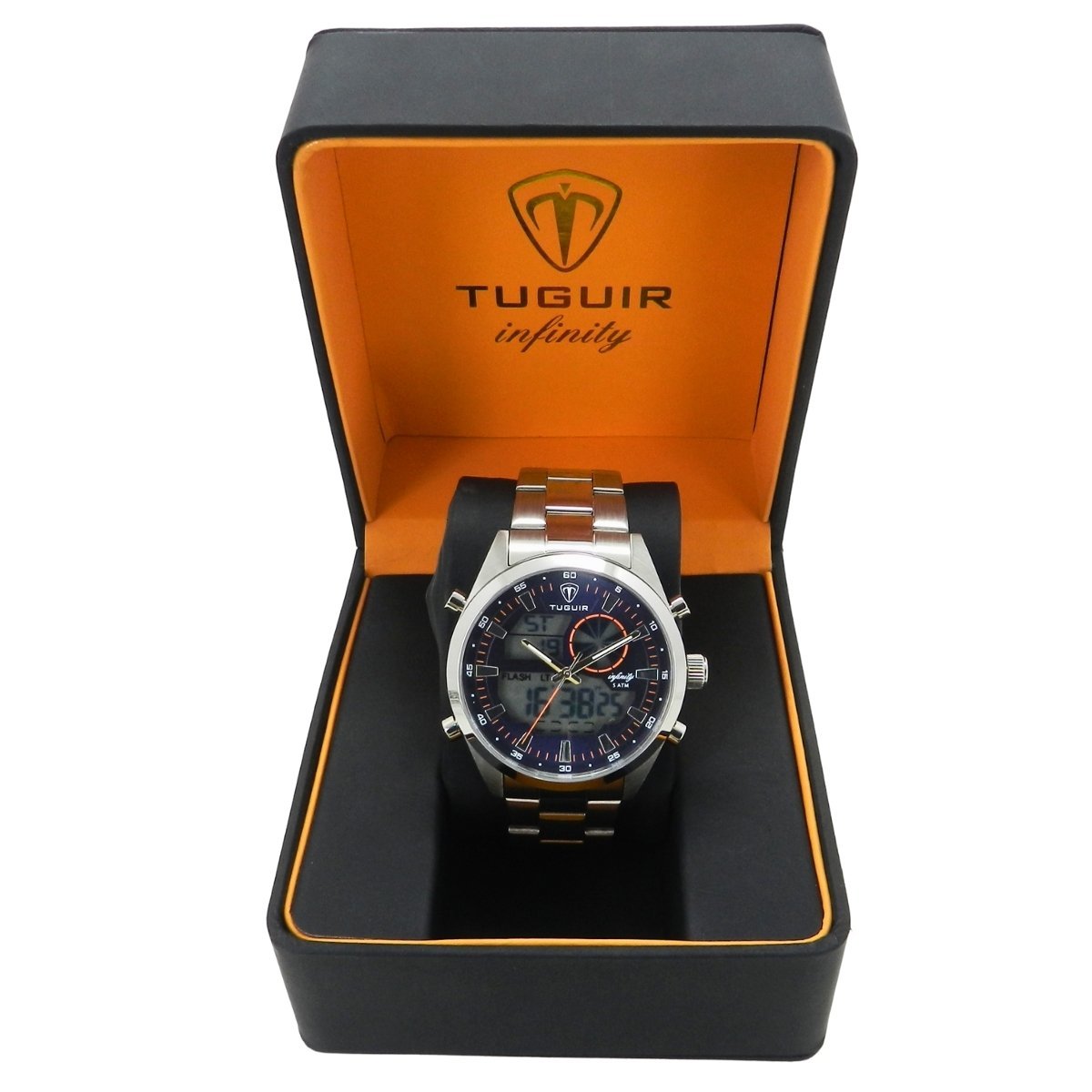 Relógio Masculino de Aço Tuguir AnaDigi Infinity GCS-1265 Prata e Azul Prata 2