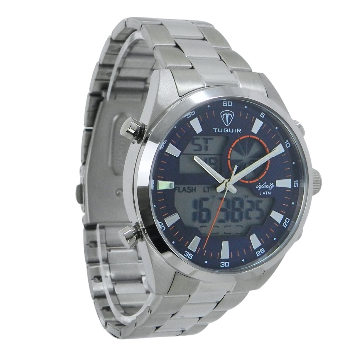 Relógio Masculino de Aço Tuguir AnaDigi Infinity GCS-1265 Prata e Azul Prata 4