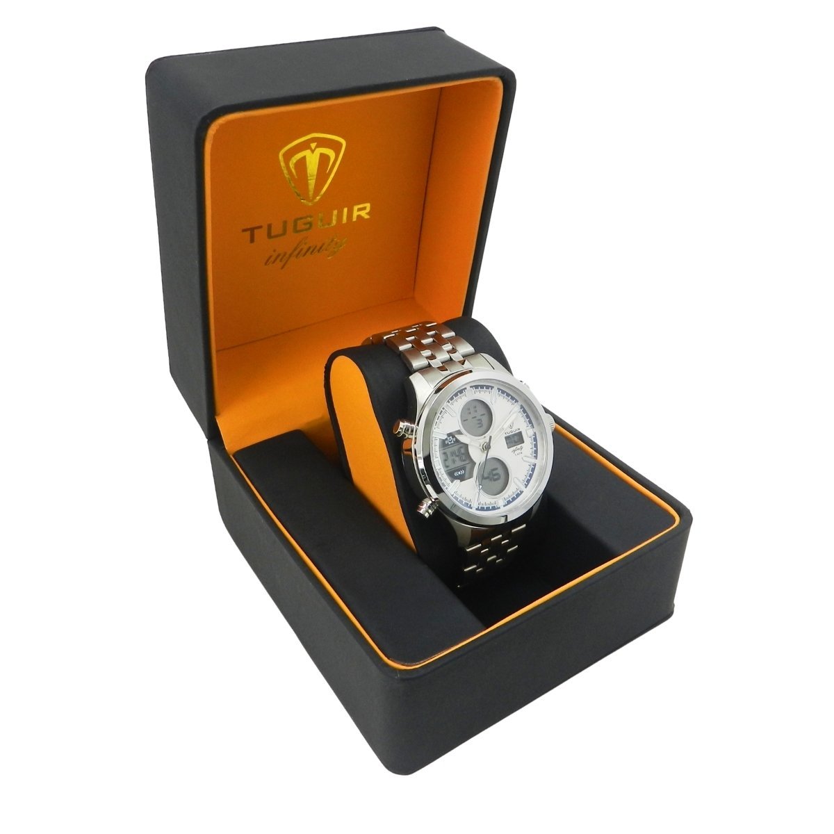 Relógio Masculino de Aço Tuguir AnaDigi Infinity GCS-1273 Prata e Branco e Azul Prata 3