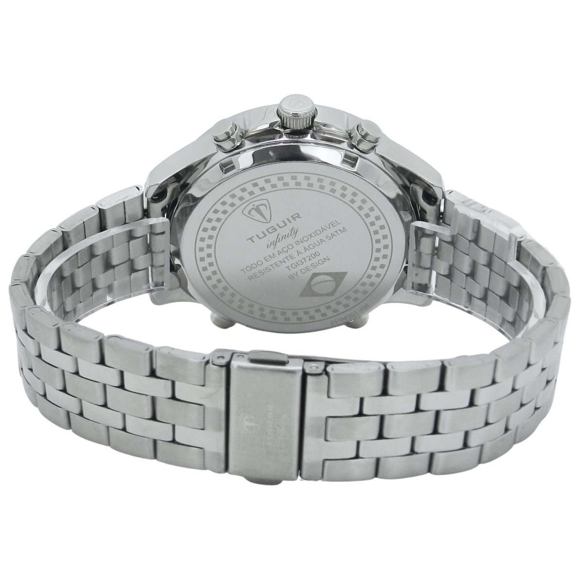 Relógio Masculino de Aço Tuguir AnaDigi Infinity GCS-1273 Prata e Branco e Azul Prata 6