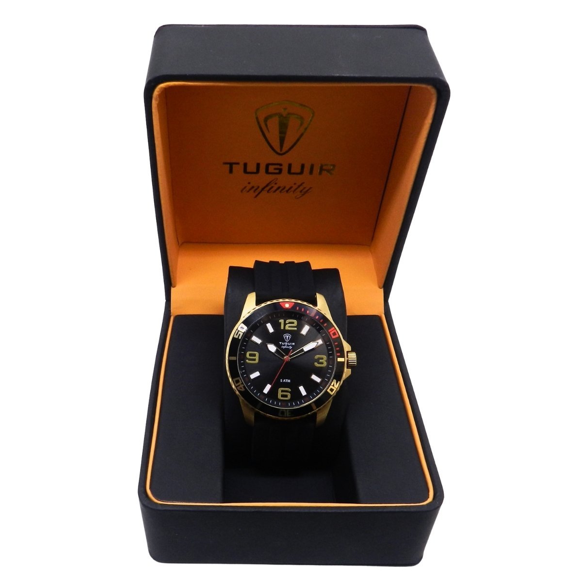 Relógio Masculino de Aço Tuguir Analógico Infinity 9169C Dourado e Preto e Vermelho Dourado 2
