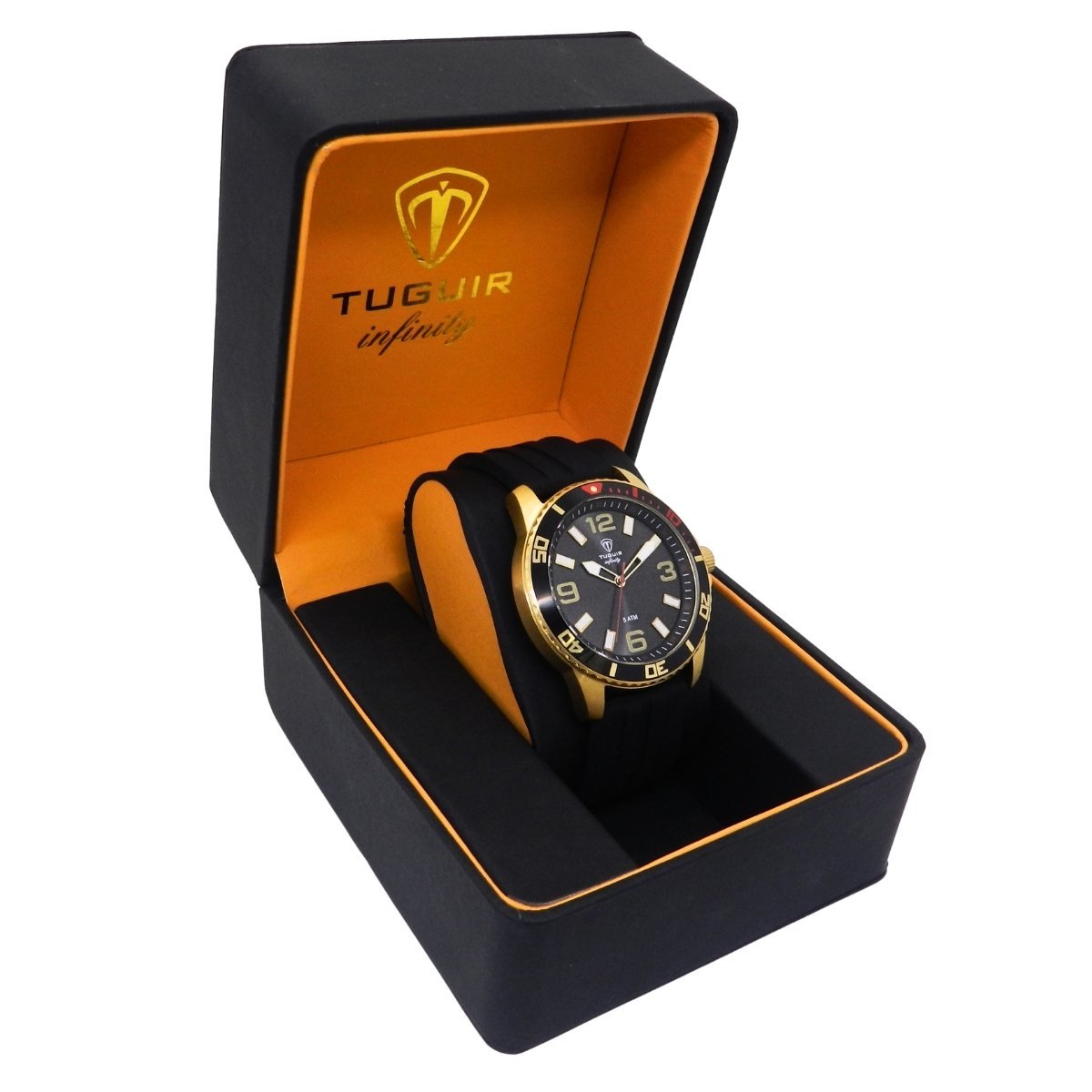 Relógio Masculino de Aço Tuguir Analógico Infinity 9169C Dourado e Preto e Vermelho Dourado 3