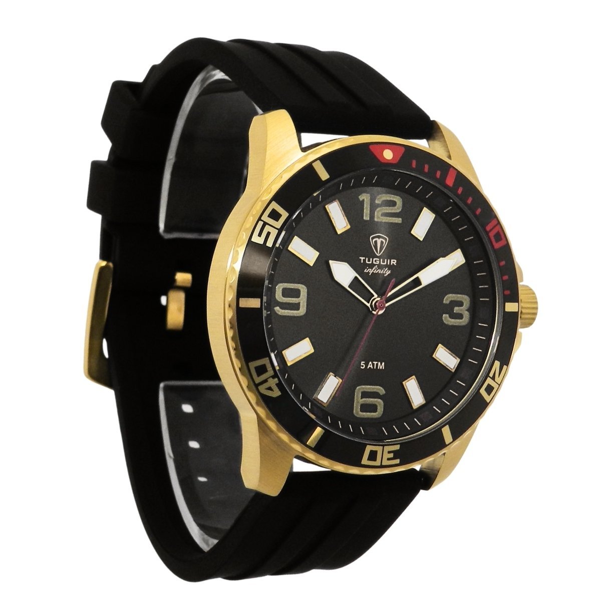 Relógio Masculino de Aço Tuguir Analógico Infinity 9169C Dourado e Preto e Vermelho Dourado 4
