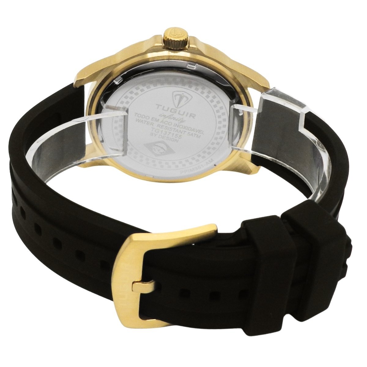 Relógio Masculino de Aço Tuguir Analógico Infinity 9169C Dourado e Preto e Vermelho Dourado 6