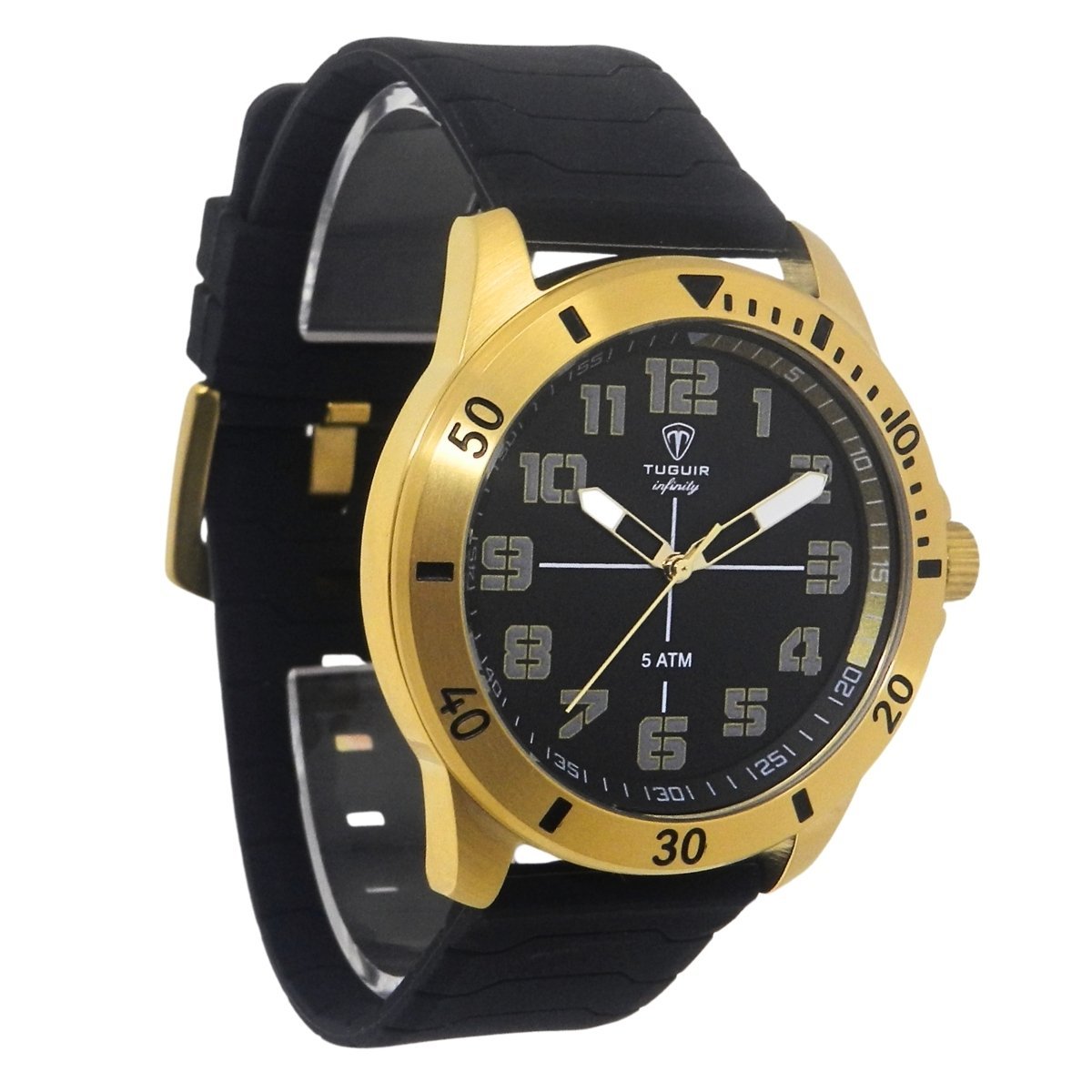 Relógio Masculino de Aço Tuguir Analógico Infinity 9169H Dourado e Preto Dourado 4