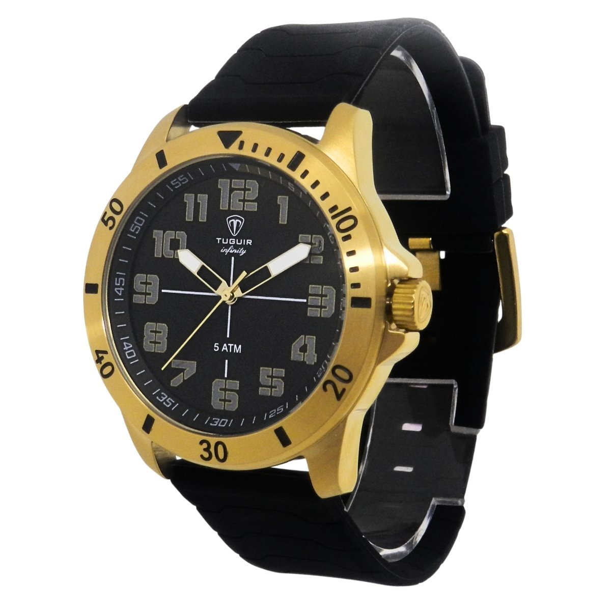Relógio Masculino de Aço Tuguir Analógico Infinity 9169H Dourado e Preto Dourado 5