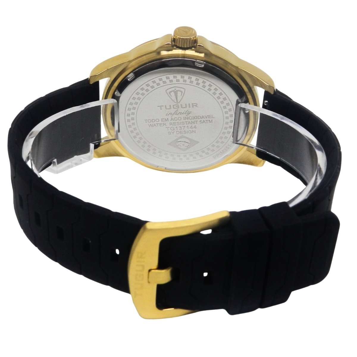 Relógio Masculino de Aço Tuguir Analógico Infinity 9169H Dourado e Preto Dourado 6