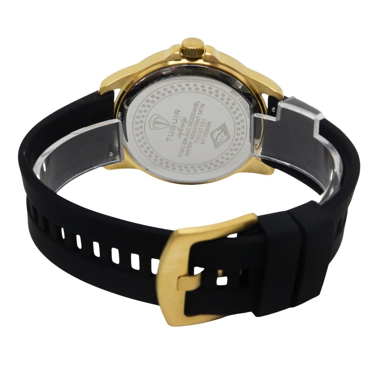 Relógio Masculino de Aço Tuguir Analógico Infinity 9169L Dourado e Preto Dourado 6