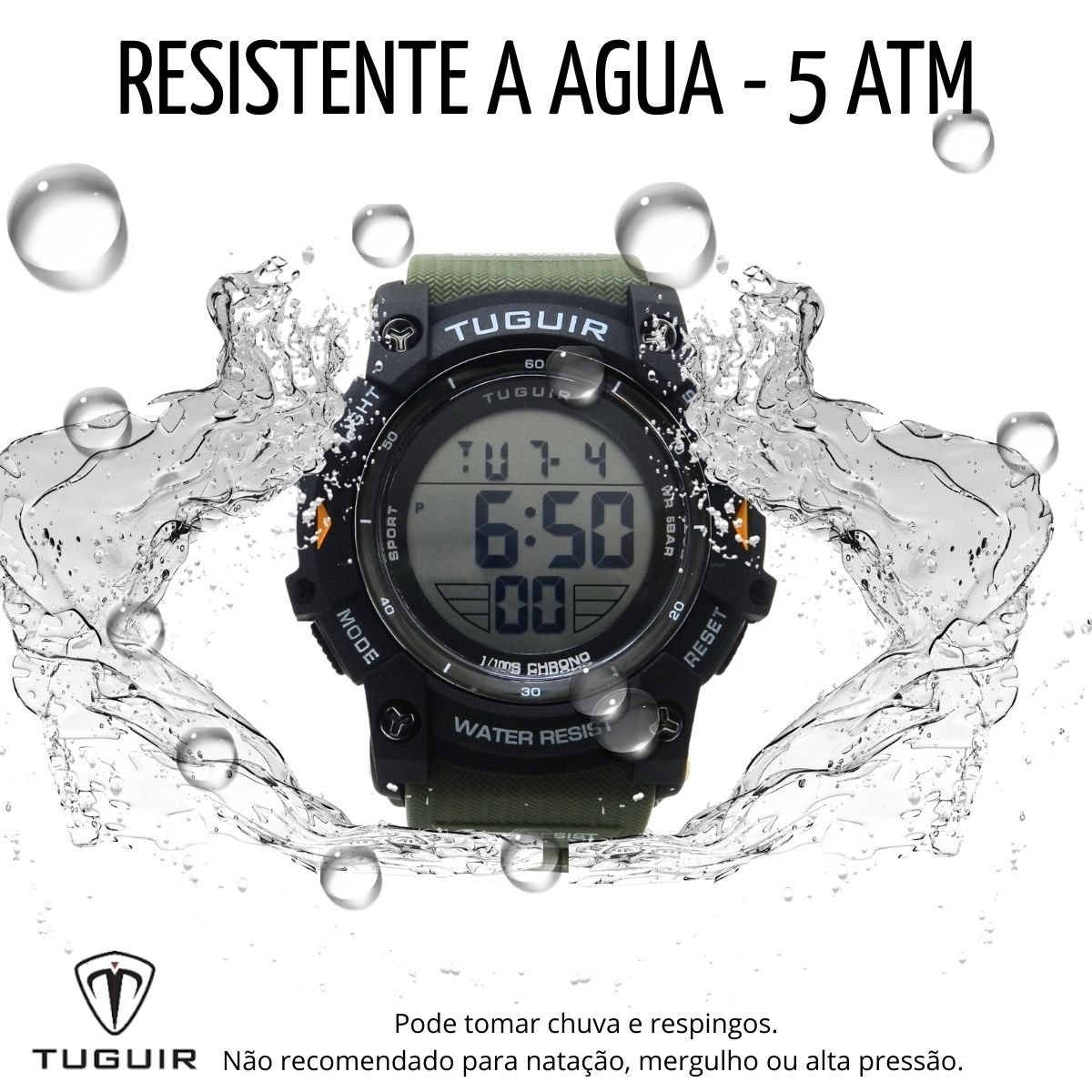 Relógio Masculino Tuguir Digital TG30455 Preto e Verde Preto 5