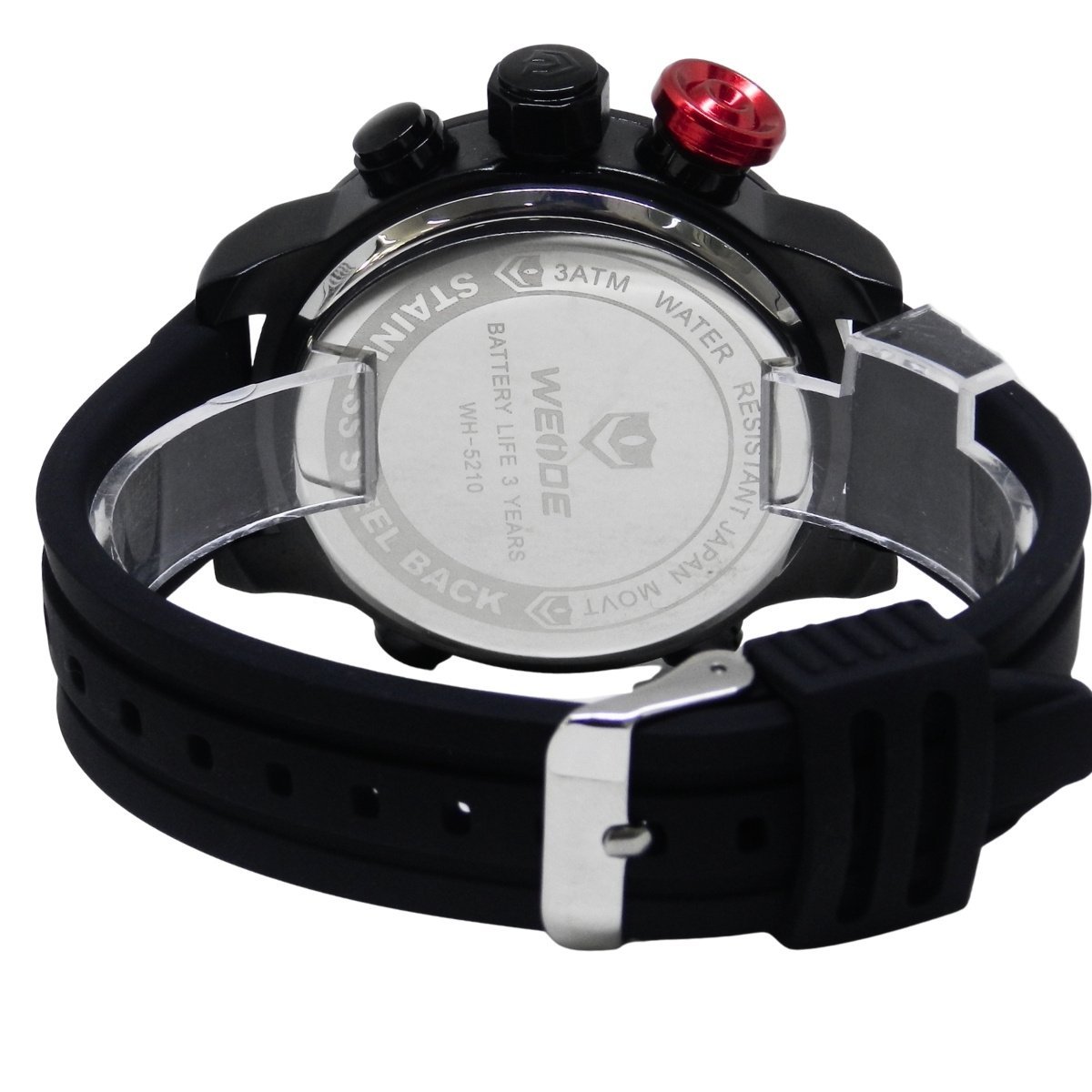 Relógio Masculino Weide Analógico WH-5210 Preto e Vermelho Preto 6