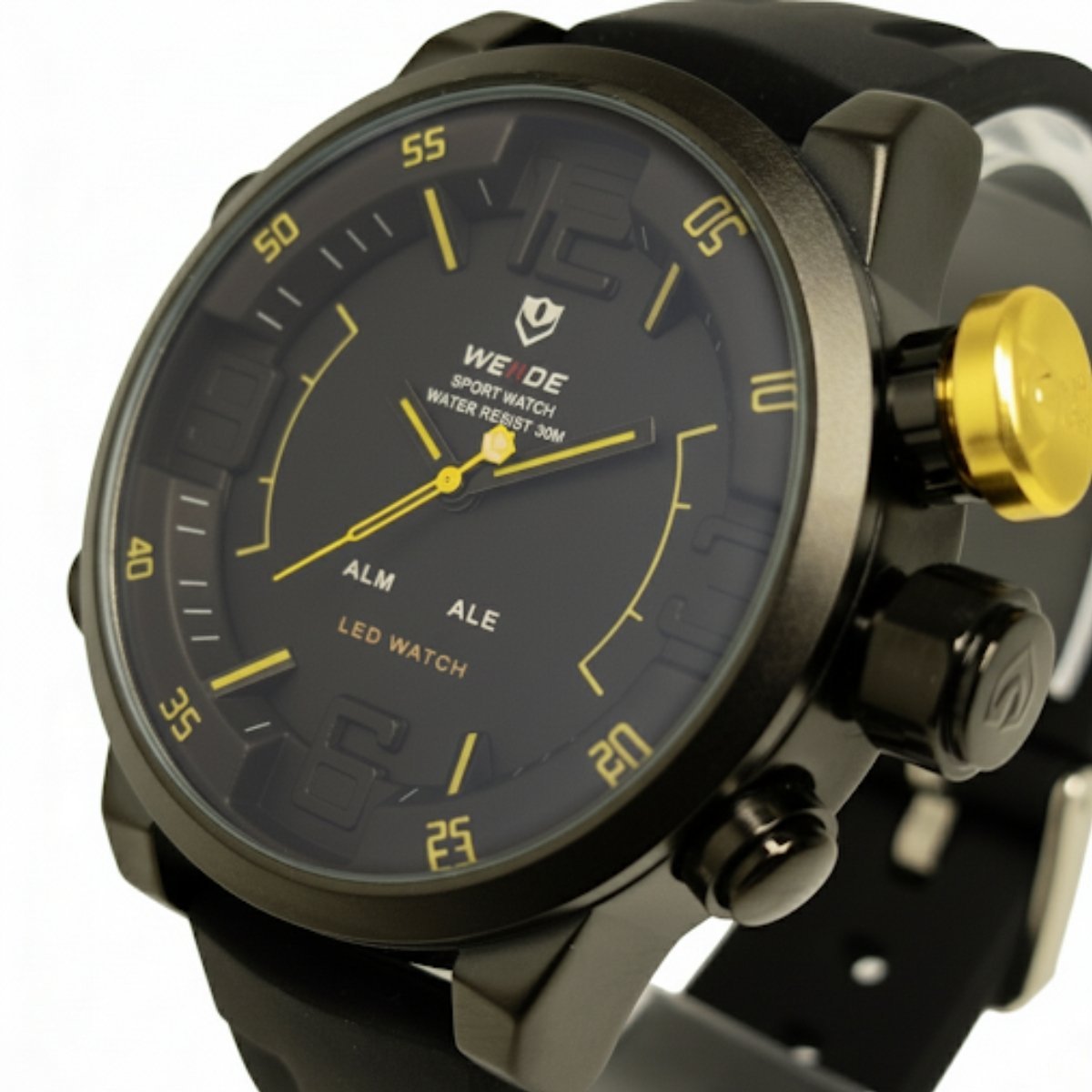 Relógio Masculino Weide Analógico WH-5210 Preto e Amarelo Preto 2
