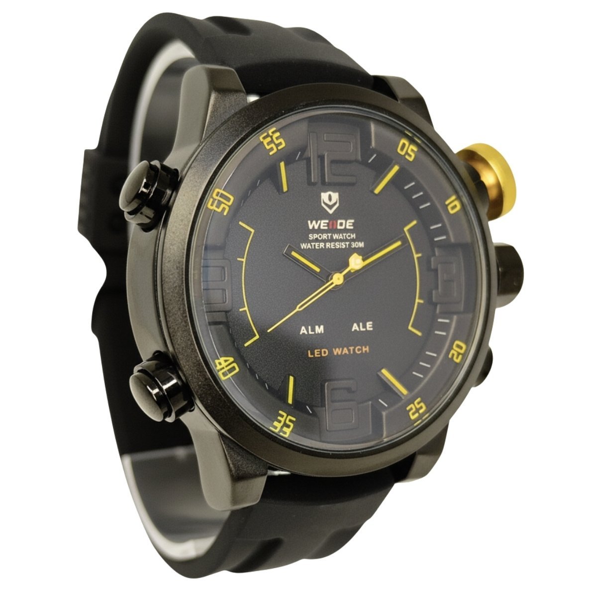 Relógio Masculino Weide Analógico WH-5210 Preto e Amarelo Preto 3