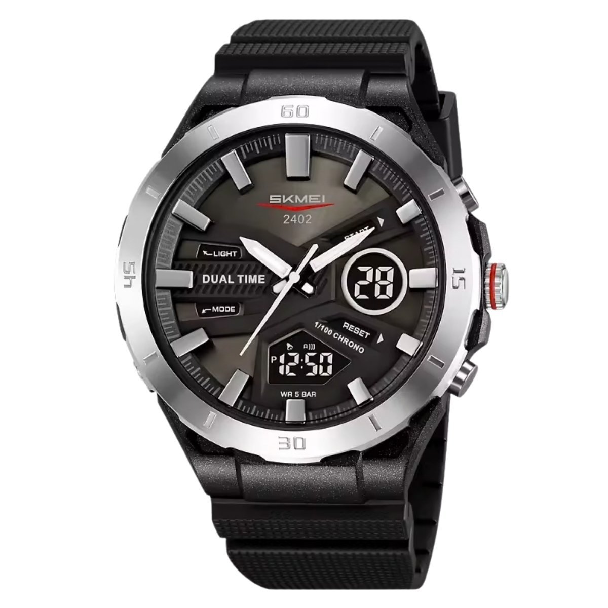 Relógio Masculino Skmei AnaDigi 2402 Prata e Preto