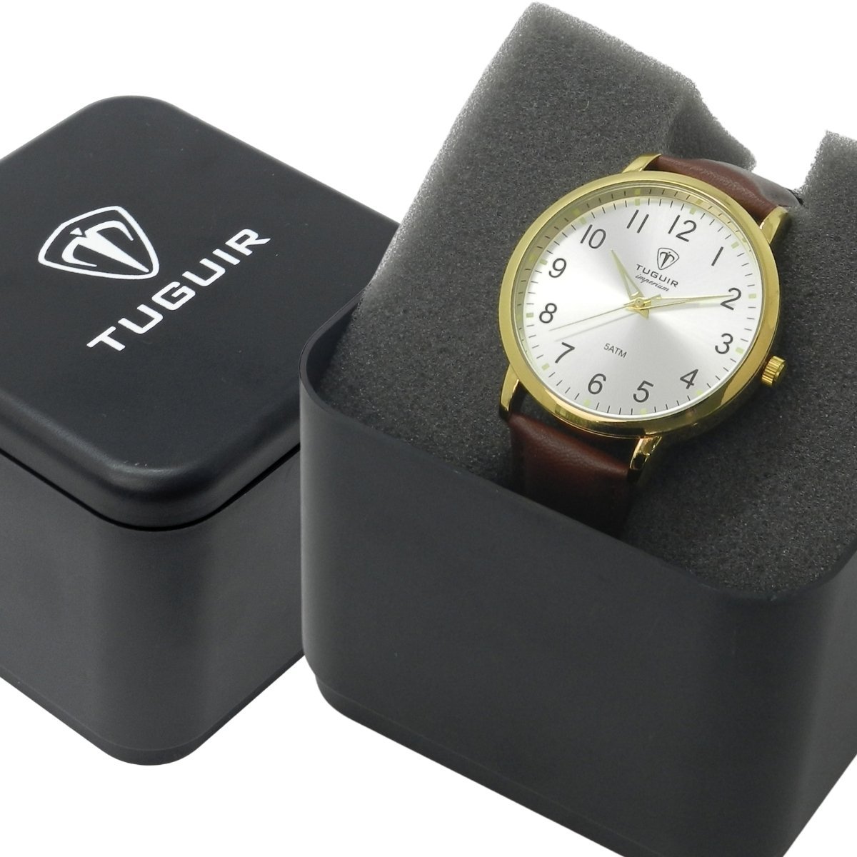 Relógio Unissex Tuguir Analógico Imperium TG30507 Branco e Marrom e Prata Dourado 2