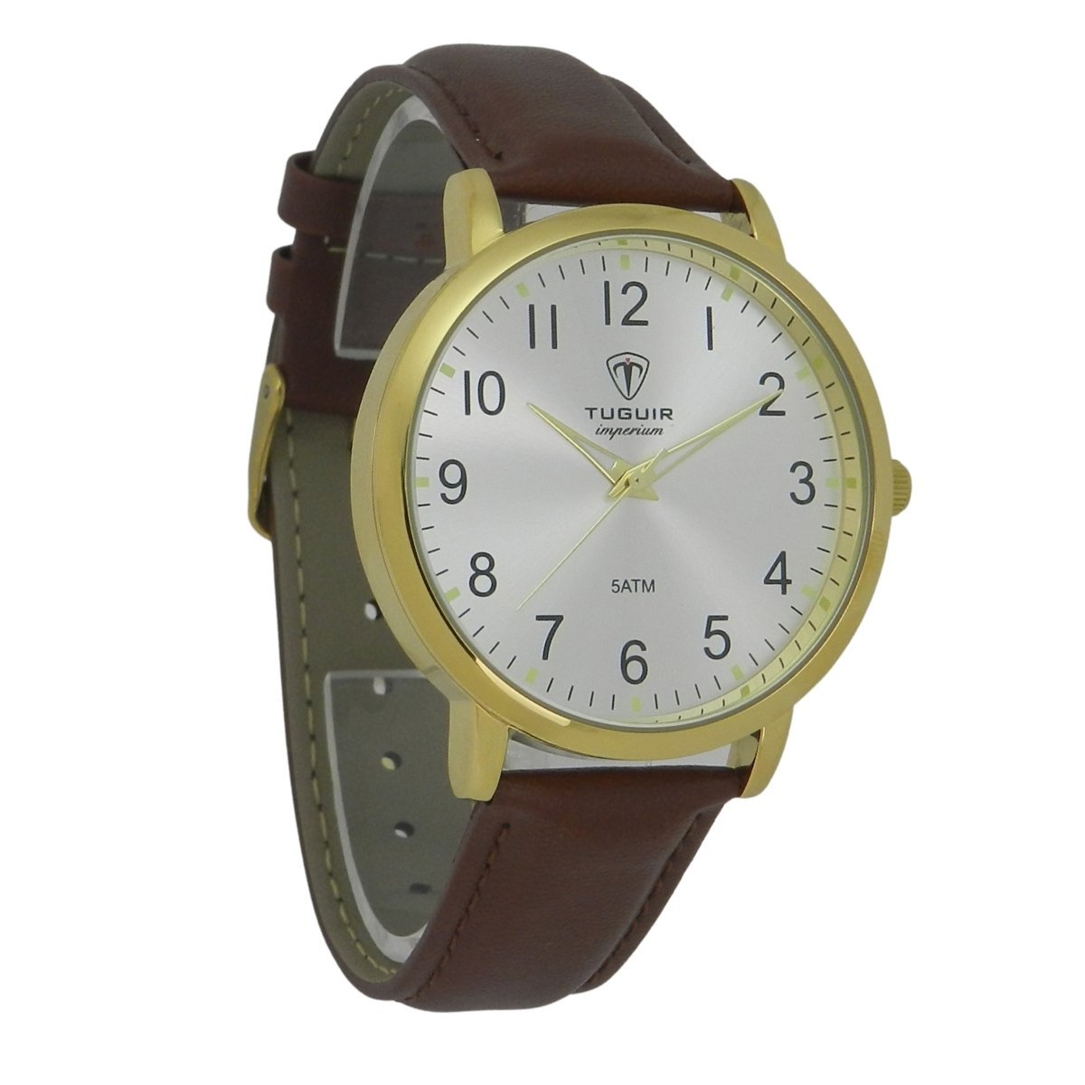 Relógio Unissex Tuguir Analógico Imperium TG30507 Branco e Marrom e Prata Dourado 3