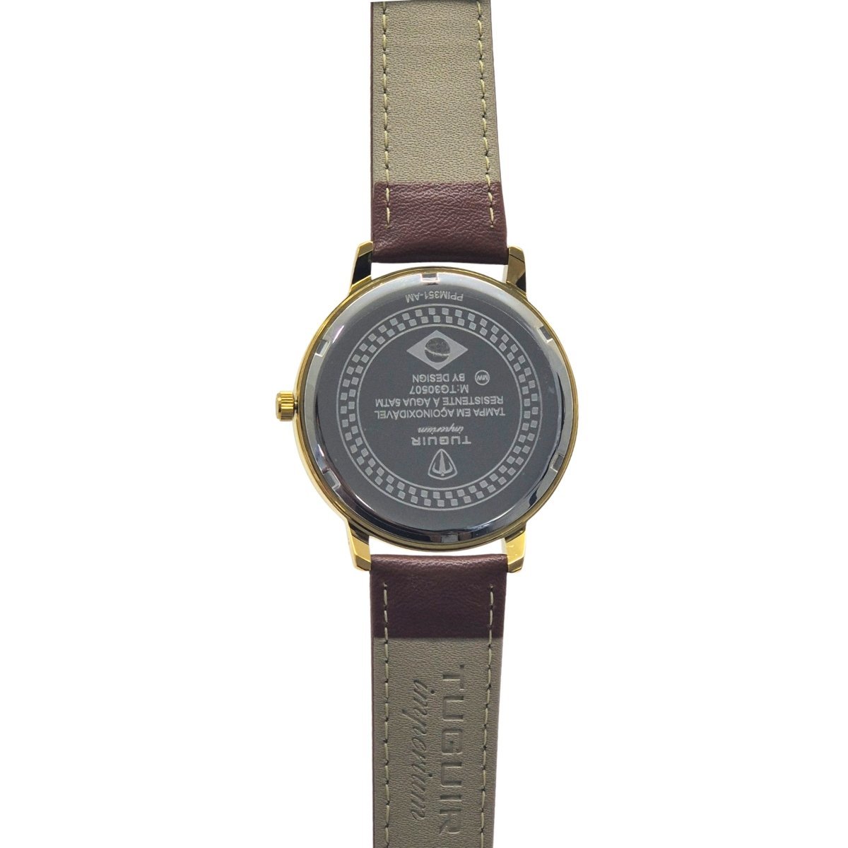 Relógio Unissex Tuguir Analógico Imperium TG30507 Branco e Marrom e Prata Dourado 5