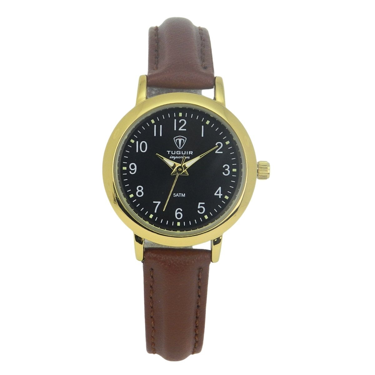 Relógio Unissex Tuguir Analógico Imperium TG30513 Preto e Marrom e Dourado