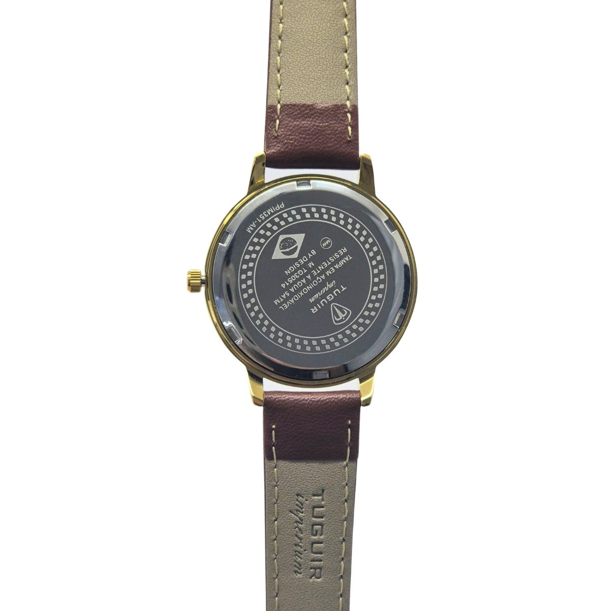 Relógio Unissex Tuguir Analógico Imperium TG30514 Preto e Marrom e Dourado Dourado 5