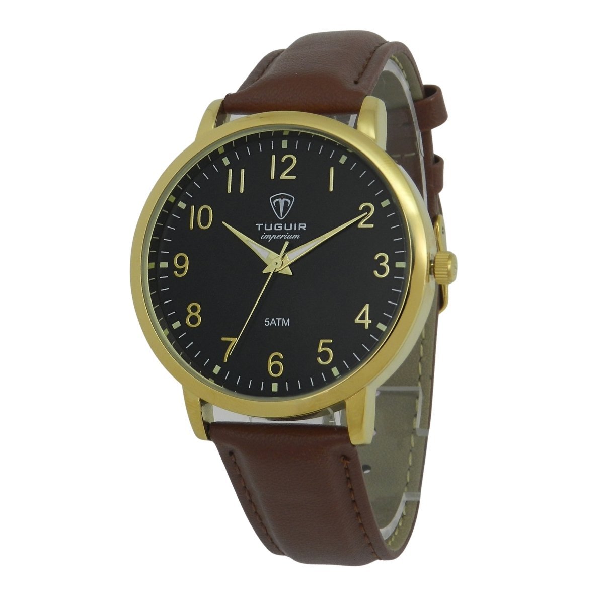 Relógio Unissex Tuguir Analógico Imperium TG30515 Preto e Marrom e Dourado Dourado 4