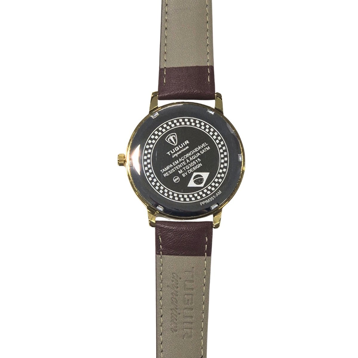 Relógio Unissex Tuguir Analógico Imperium TG30515 Preto e Marrom e Dourado Dourado 5
