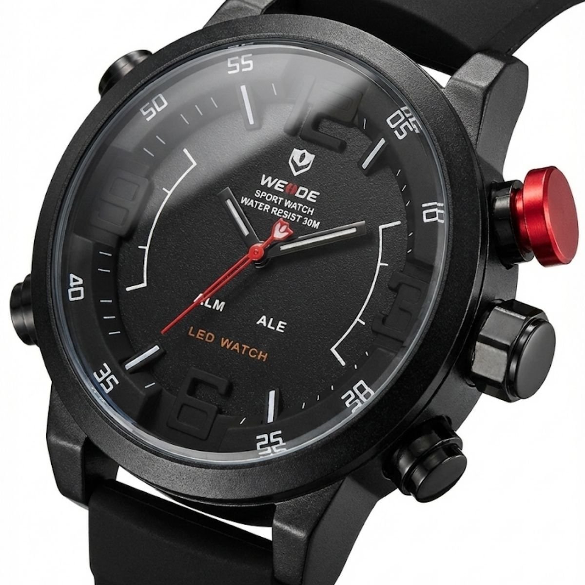 Relógio Masculino Weide Analógico WH-5210 Preto e Branco e Vermelho Preto 2