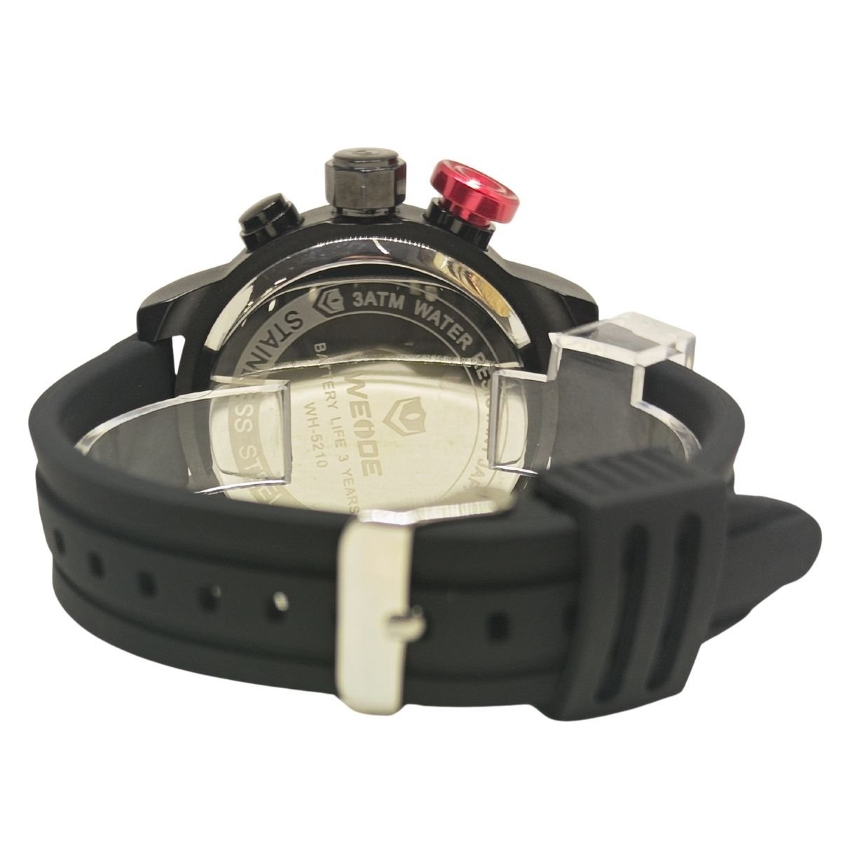 Relógio Masculino Weide Analógico WH-5210 Preto e Branco e Vermelho Preto 3