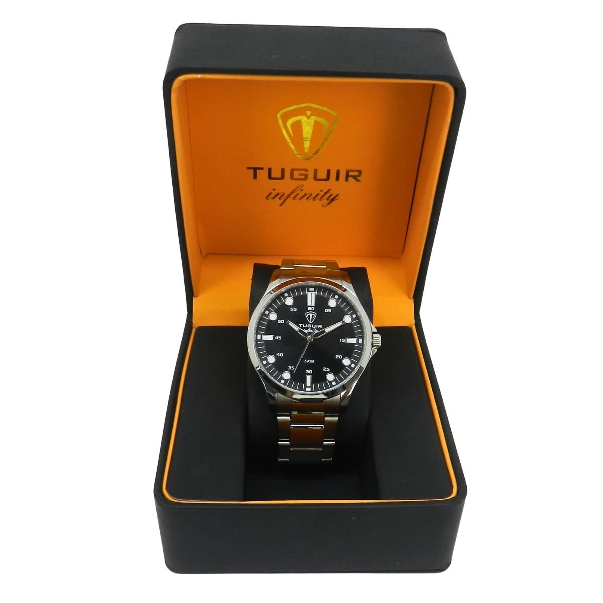 Relógio Masculino de Aço Tuguir Analógico Infinity TGI37215 Prata e Preto Prata 2