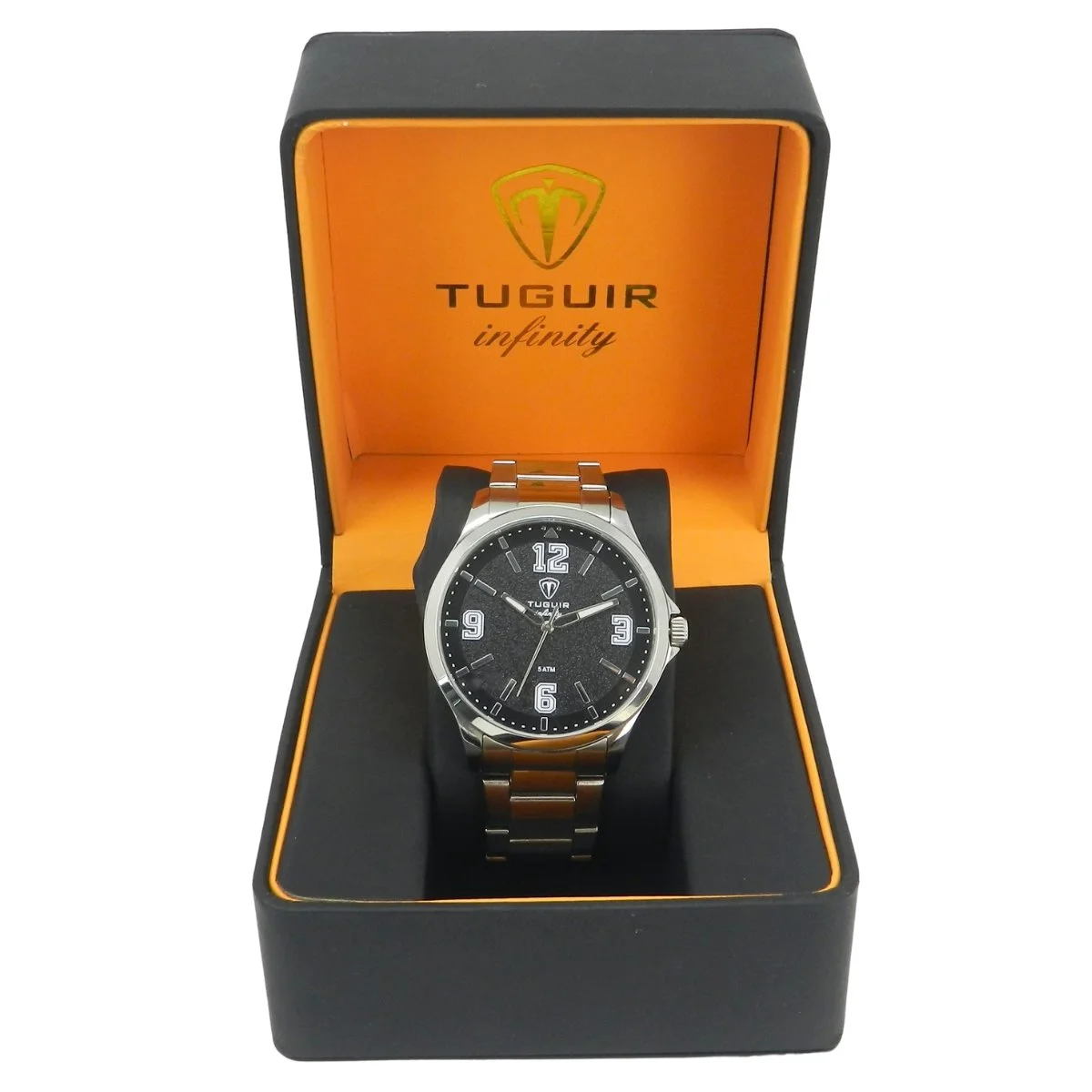 Relógio Masculino de Aço Tuguir Analógico Infinity TGI37234 Prata e Preto Prata 2